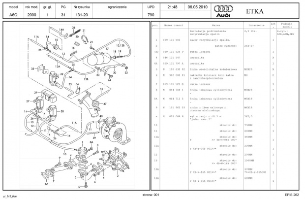 Układ podciśnienia Audi A6 2.5TDI V6